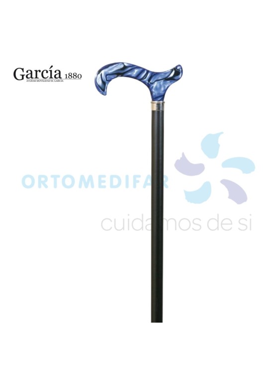 BENGALA 265 FAIA PRETA COM PUNHO DE DERBY DE METACRILATO AZUL